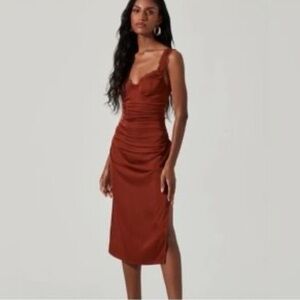 Astr Alva Rust Midi Dress